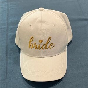 Bride Embroidered Cap - Cream and Gold